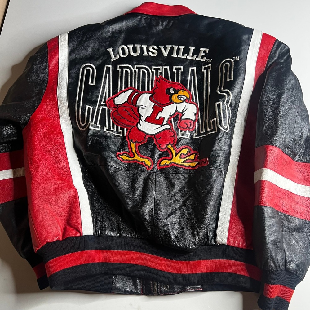 Vintage Louisville Cardinals Leather Varsity Jacket College Phase Mens L Black